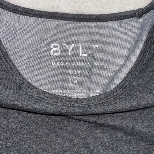 BYLT Shirt Mens M Drop Cut S/S Lux Scallop Tee Casual Basic - Picture 3 of 8
