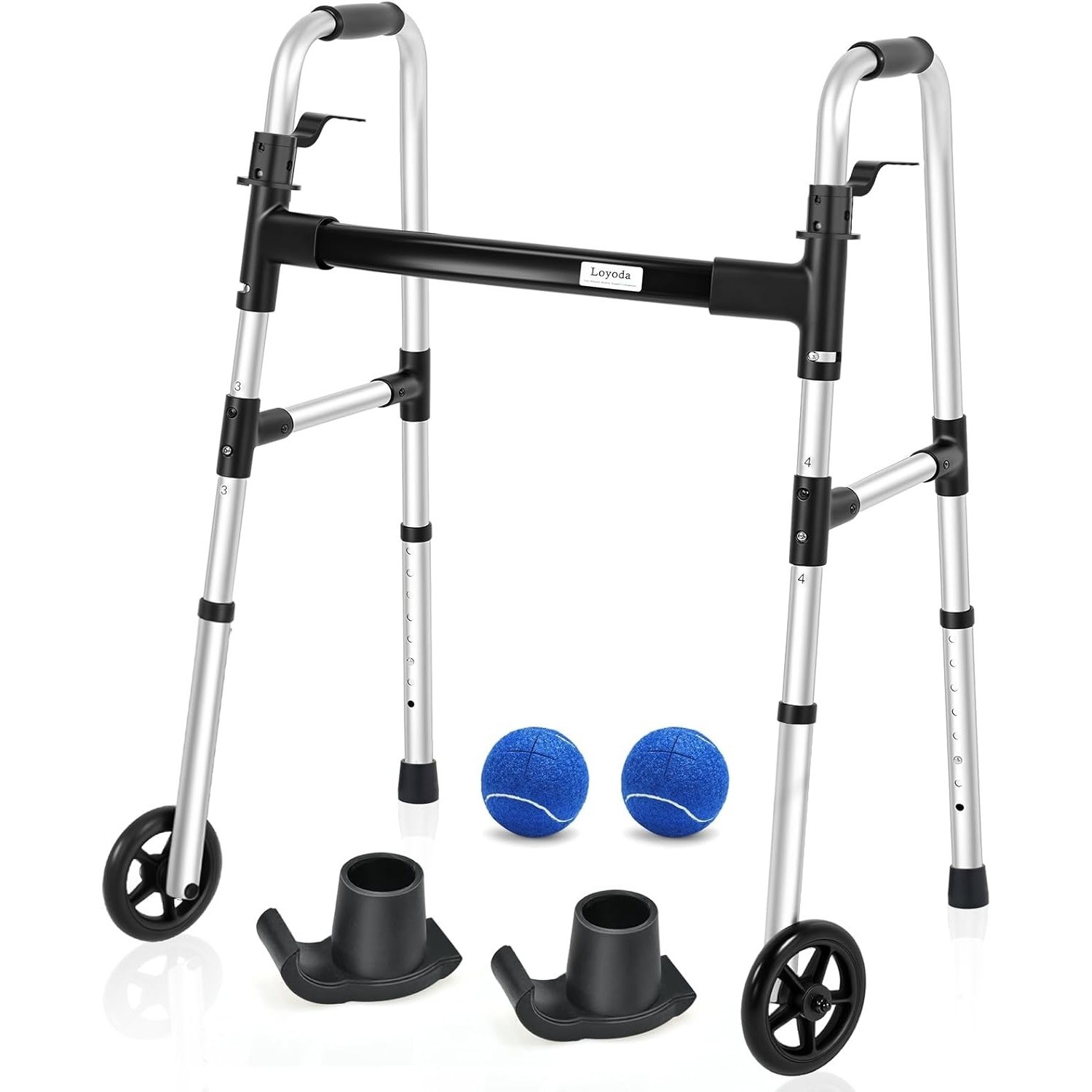 Folding Walker with 2 Precut Tennis Balls Supports Up to 350 Pounds,