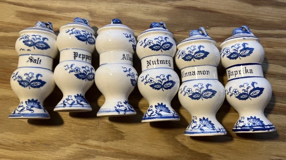De colección 10 Piezas Arnart Azul Cebolla Azul y Blanco 6 Piezas Especias 4 Piezas Bolsa de Té Soporte Set Foto 4 de 4