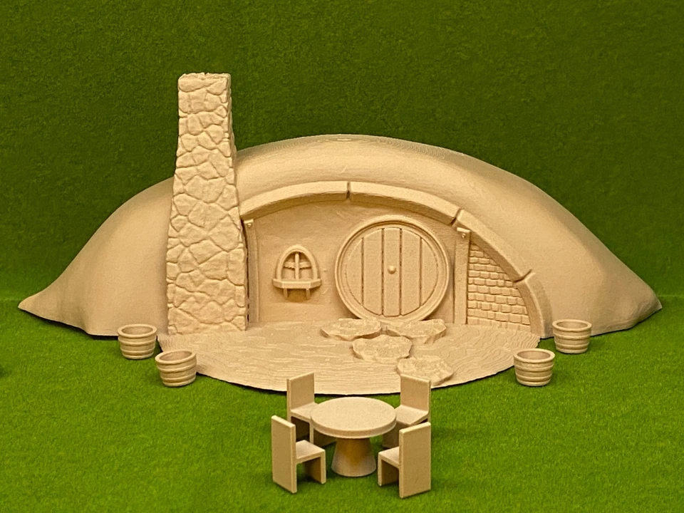 O Scale 1:48 Hobbit House Diorama Set – Matte Brown w/ Bridge and Furniture - Image 3 of 4