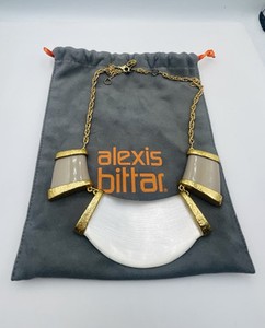 Authentic Alexis Bittar Gold Plated Lucite & Resin Costume Necklace
