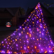BlcTec Halloween Outdoor Spider Web 19.7x14.7ft White 250 LED Purple Orange LIKE