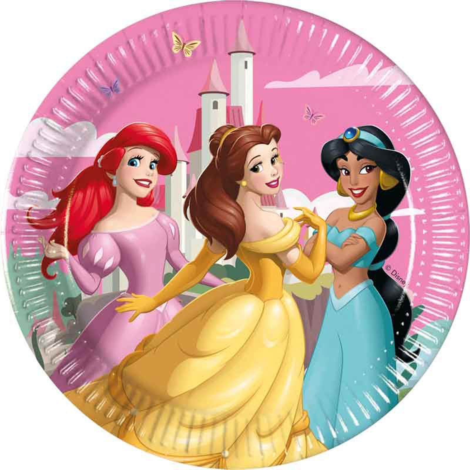 Disney Princess Party Plates 20cm – Ariel Belle Jasmine Pink Paper Plates | Pack