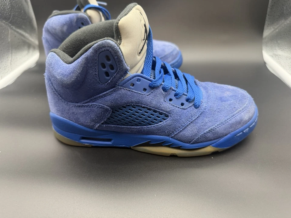 Nike Air Jordan Retro 5 V Azul Real Gamuza Negro/Gris GS 440888-401 Talla 5Y Foto 3 de 4