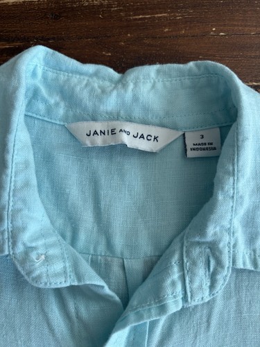 Janie and Jack Shirt Boys 6 Blue Paisley Button Abstract Preppy Casual School - Picture 2 of 6