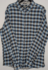 Eddie Bauer Flannel Shirt Classic Fit Blue Check Plaid Long Sleeve Button Up XL