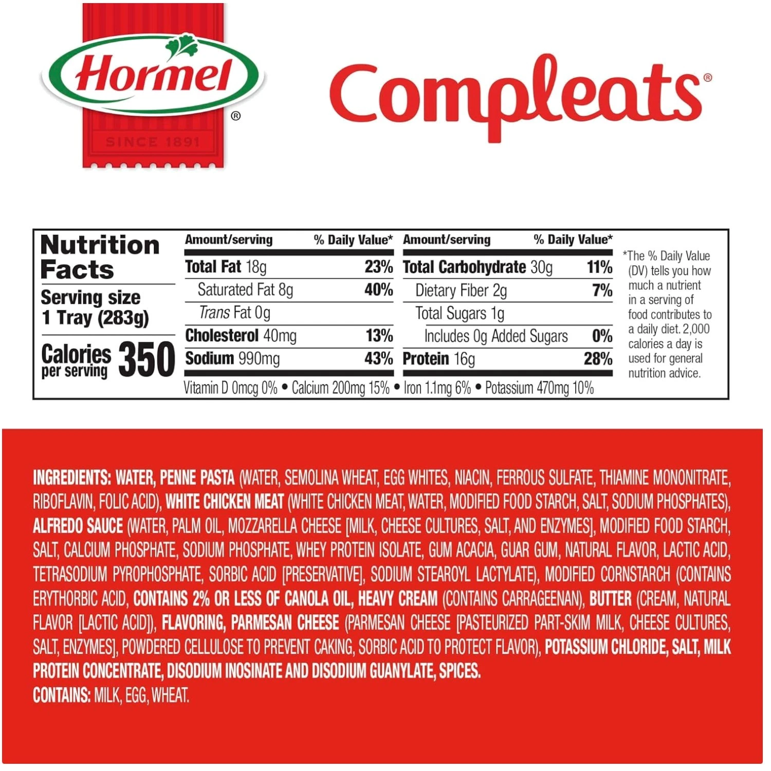 Convenient Chicken Alfredo Pasta, 6 Ready-to-Eat Trays