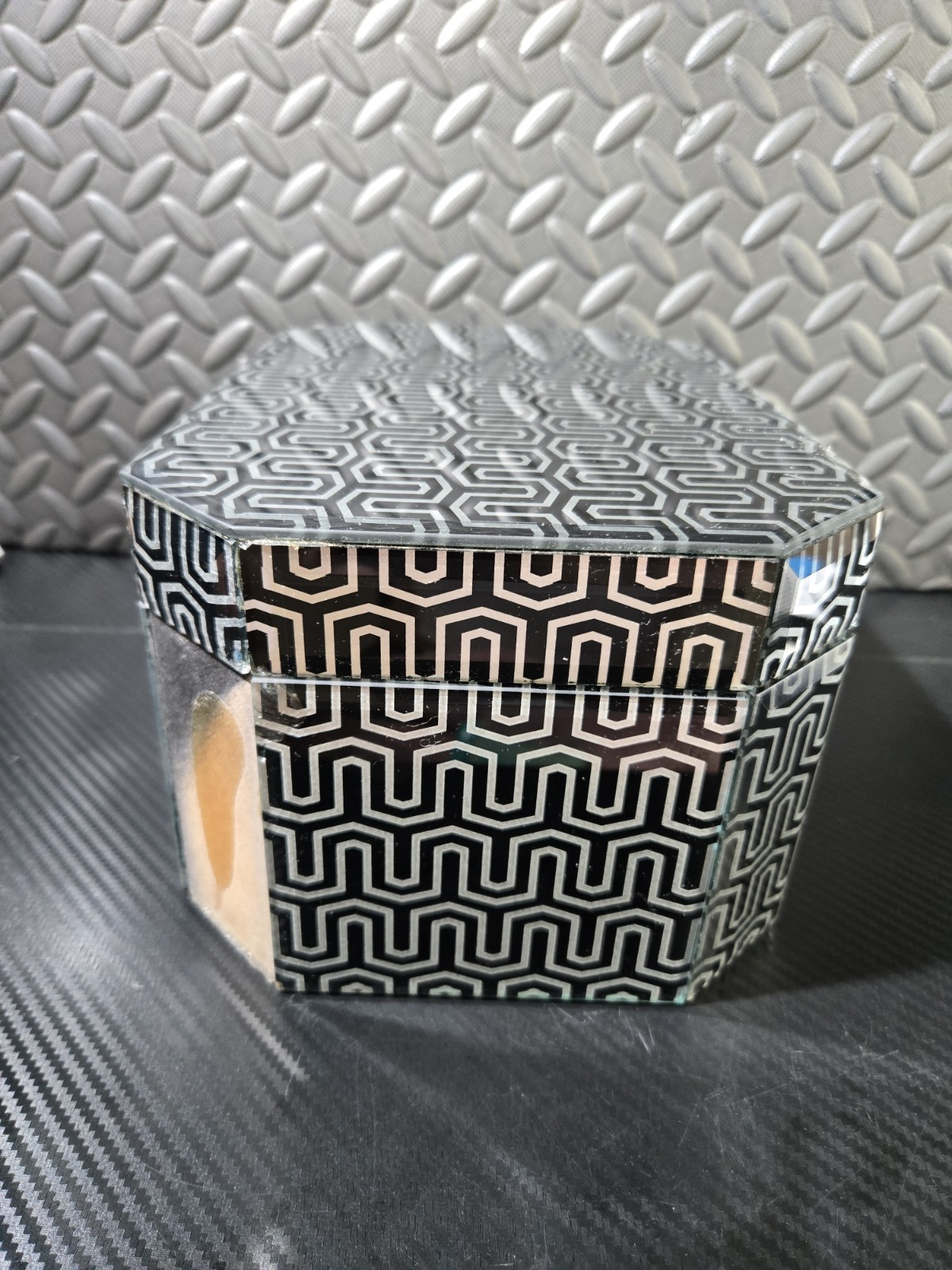Vintage Black And Silver Multi-Compartment Mirrored Lucite Jewelry Box image 2