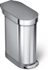 45 L / 12 Gallon Slim Hands-Free Kitchen Step Trash Can, Plastic Lid