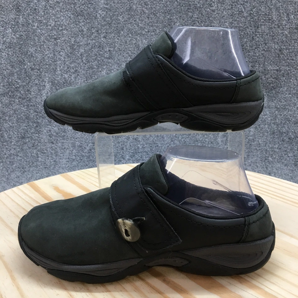 Easy Spirit Shoes Womens 9 M See Quip Mules Black Leather Wedge Slip On Casual - Image 2 of 4