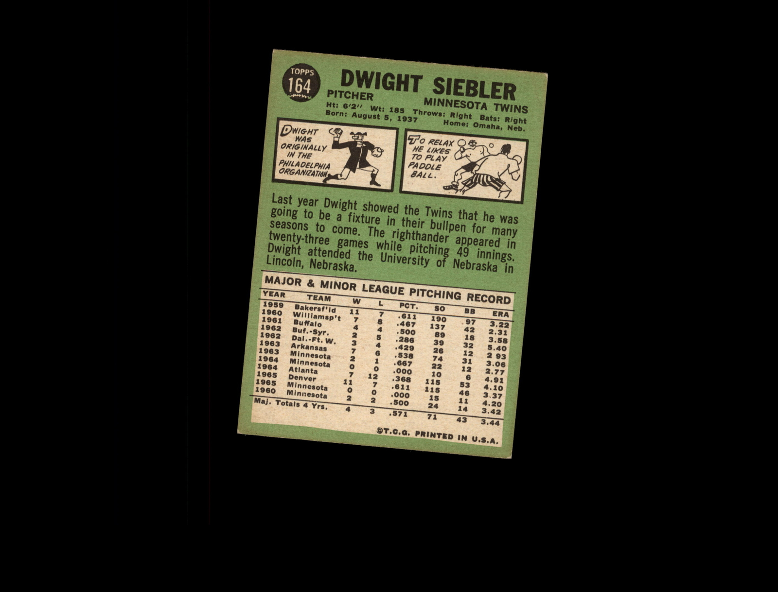 1967 Topps 164 Dwight Siebler EX D1,139641 eBay