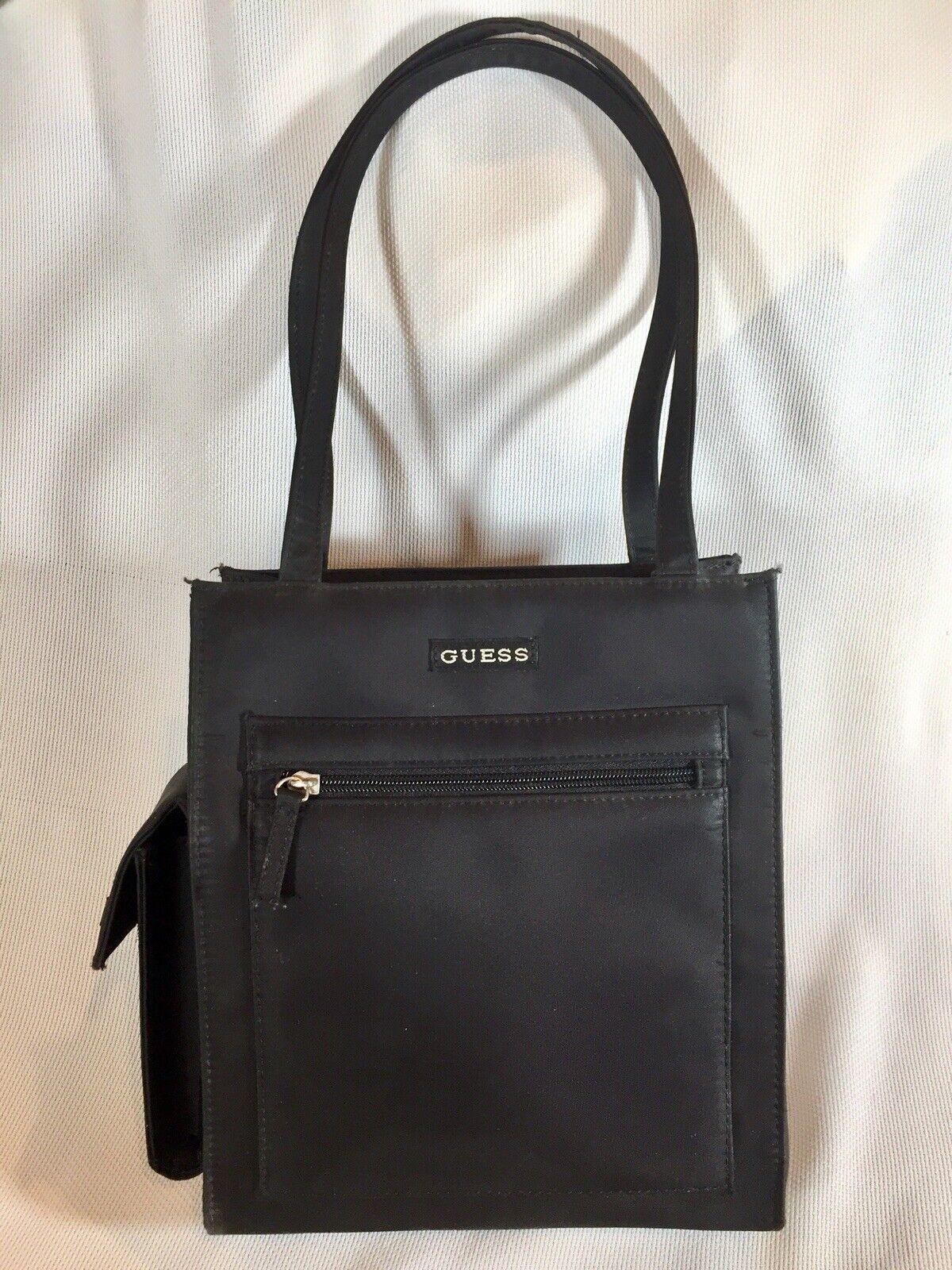 GUESS Black Nylon Shoulder Bag Tote Purse Zipper … - image 3