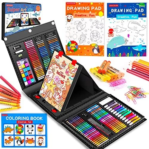 Soucolor Art Supplies, 223Pack Drawing Art Set Kits with Trifold, Soucolor