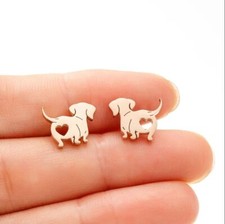 Dog Lover Stud Earrings Gold Plated Casual