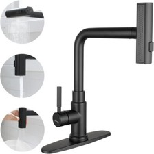 Waterfall Kitchen Faucets with Three Function Pullout Sprayer, Single Handle