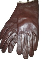 Ladies Angora/Lambswool Lined Genuine Leather Gloves,Brown,XLarge