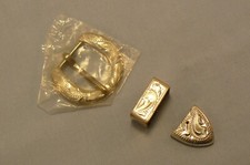 Bonanza Sterling Overlay 3-Piece 3/4" Belt Buckle Set Buckle, Loop  Tip- Lot 3