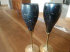 Brass Champagne Wine Goblets Tulip Lily India Lot 2 Silver Metal 8”/20cm Vintage — photo 8