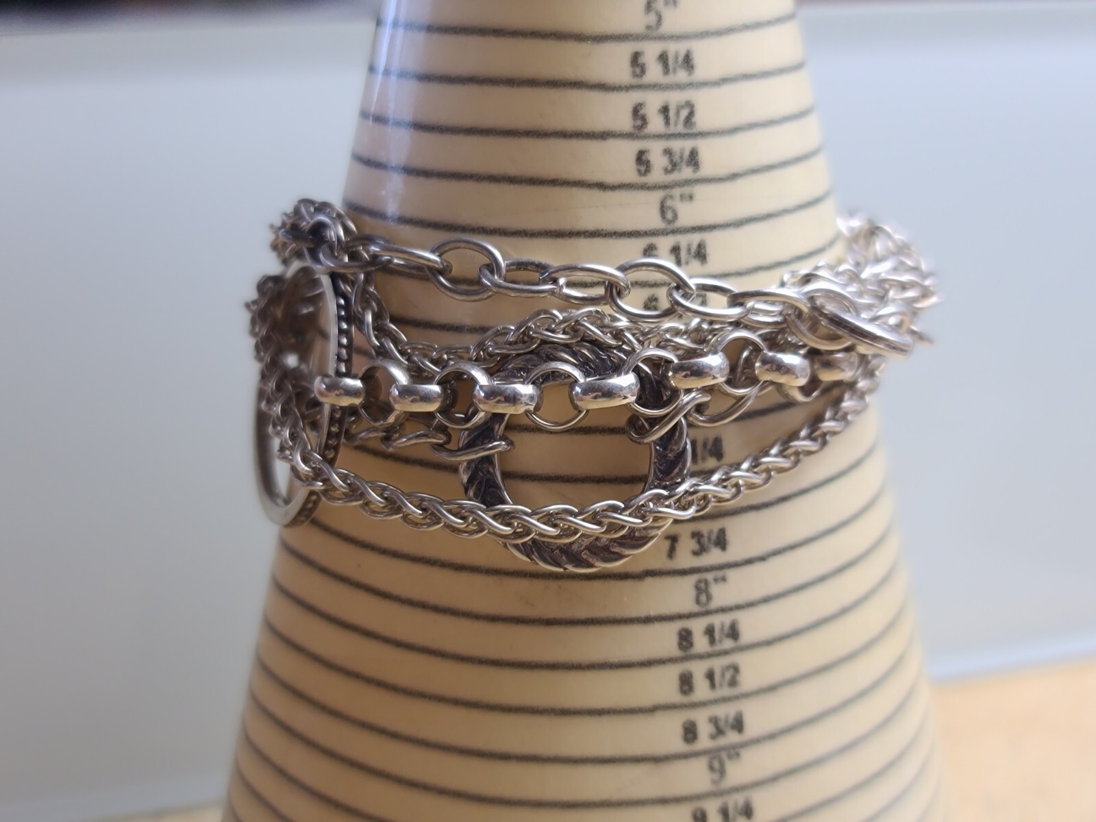 Sterling 925 Solid Silver Multi-Strand Chain Brac… - image 11