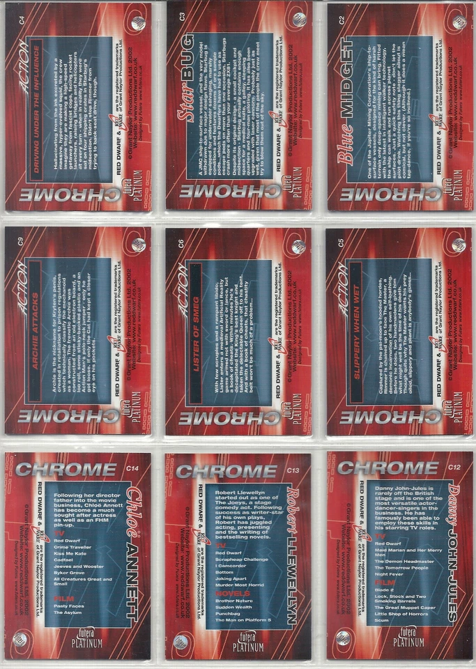Rare Red Dwarf Chrome lot Of 20 insert Trading Cards Futera Platinum 2002 - Image 2 of 4