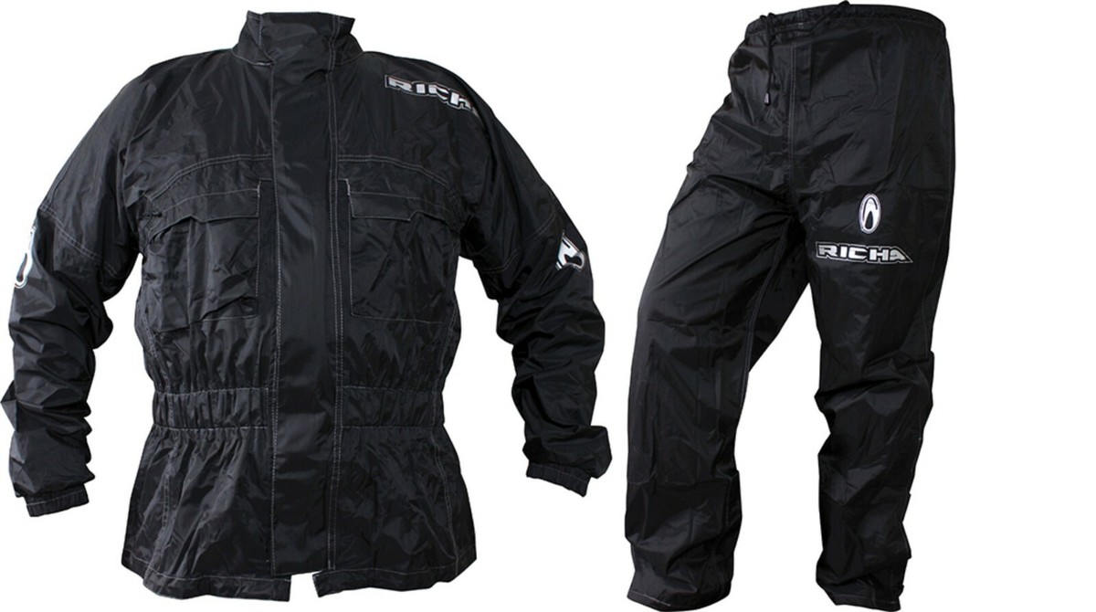 RICHA Rain Warrior Waterproof Motorcycle/Golf Black Rain Over Jacket  Trousers
