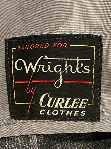 Vintage Wright's by Curlee Clothes Gray Long Overcoat Windowpane Men's 3 Button - Picture 10 of 10