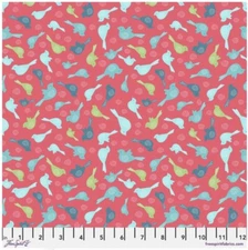 Free Spirit Penn 2 Paper Snowy Weather LG Snowbirds Pink Flannel Fabric by Yd