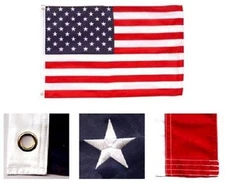 3' X 5' EMBROIDERED U.S./ USA AMERICAN FLAG NYLON SOLID GROMMETS