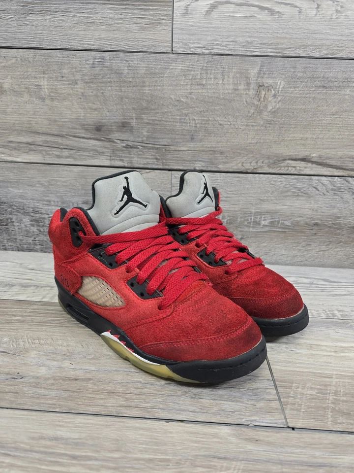 耐克 Air Jordan 5 Retro Raging Bull 红色黑色 GS 青少年尺码 4.5Y 鞋运动鞋 — 第 3/4 张图片