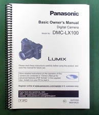 Panasonic Lumix DMC-LX100 Basic Instruction Manual: 104 Pages  Clear Covers 