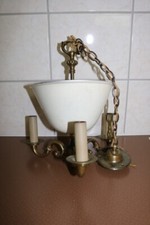 Vintage Lustre ancien en bronze 3 lumières