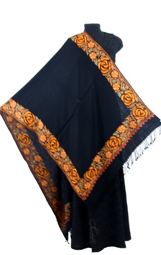 Vtg 1970’s Floral Oversize Scarf Shawl Wrap Black Background Multicolored Italy Vintage 1970 main image 4