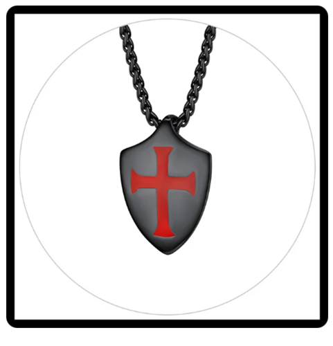 New Knights Templar Cross Shield Stainless Steel Pendant Necklace Black ...