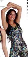 NEW Body Wrappers Foil Leopard dance Top Medium adult blue green black T9820