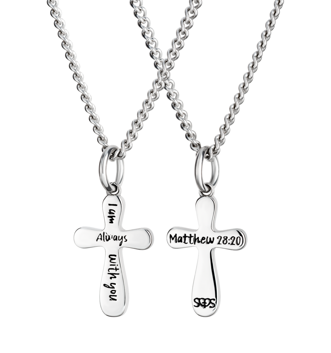 Women Stainless Steel With You Always Cross Necklace Matthew 28:20