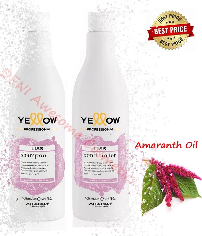 ALFAPARF MILANO Alfaparf Yellow Liss Anti- Fizz Smoothing Shampoo 500ml & Conditioner 500ml- Set