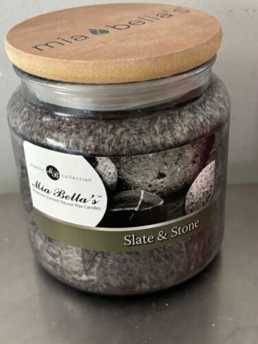 Mia's Bella SLATE & STONE 16oz Palm Oil Candle Double Wicked FREE SHIPPING