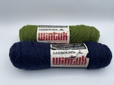 VTG Carrousel Wintuk 100% Orlon Acrylic Yarn 2 100g Skein 843 Avocado 311 Navy