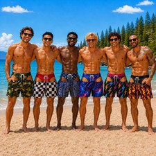 Personalized Funny Cutout Swim Trunks, Prank Men Beach Shorts Size S-5XL