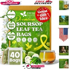 Organic Soursop Leaf Tea Bags - 40 Count, and Gluten-Free Herbal Infusion