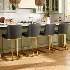 Set of 2/4 Leather Bar Stools with Back Support 24" Counter Height Kitchen Stool