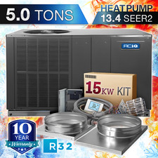 ACiQ 5 Ton Heat Pump Package Unit Central Air AC System 15kW Kit, R32 Horizontal