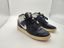 Nike-Air Jordan 1 Mid-Black/White/Pink Shoes-555112-061-Youth-Big Kids Size 5.5Y