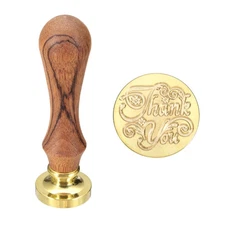 Vintage Wax Seal Stamp, 25mm Brass Head and Wooden Handle Stamps, Thank You