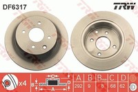 2X Bremsscheibe Hinten Trw DF6317 Passend FÜR Nissan