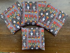  4 CORNHOLE BEANBAGS Handmade KISS Rock Group Gene Simmons 6x6 Reg sz/wgt 16oz