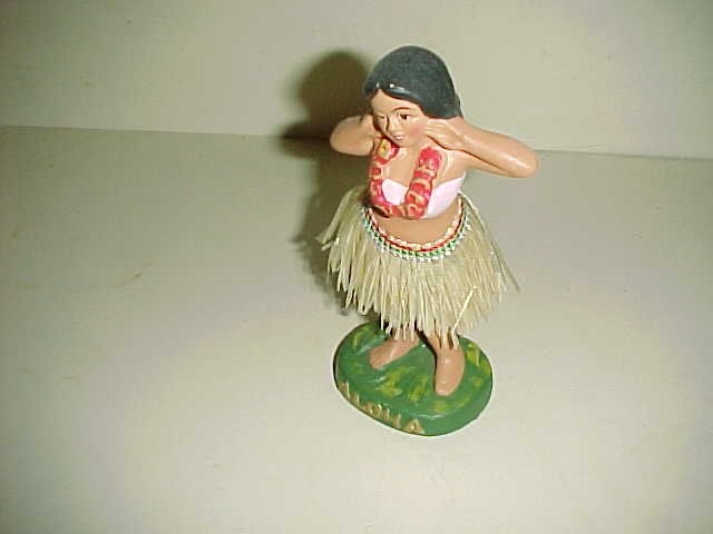 HULA GIRL NODDER - COMPOSITION -1960-70s - 6" - PERFECT CONDITION