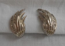 ORECCHINI firmati MONET anni 60 a clip a pressione metallo colore argento