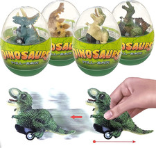 4 Pack Jumbo Dinosour Eggs with Dinosaur Pull Back Cars Dinos Vehicles Toys insi