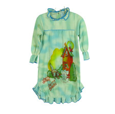 VTG Carter's Blue Cloud KNIT NIGHTGOWN GOWN Ruffle Trim 3 LITTLE PIGS w/WOLF 3T